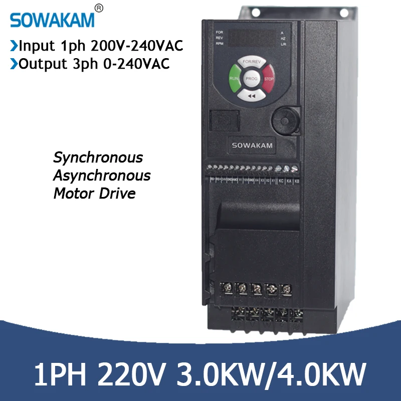 VFD инвертор 220 кВт 220 кВт 1-фазный вход в 3-фазный выход в моторный насос Регулируемая частота и скорость контроллер привода переменного тока