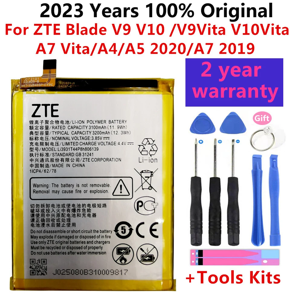 

New Original 3200mAh Li3931T44P8h806139 Battery For ZTE Blade V9 V10 /V9Vita V10Vita/A7 Vita/A4/A5 2020/A7 2019 Mobile Phone