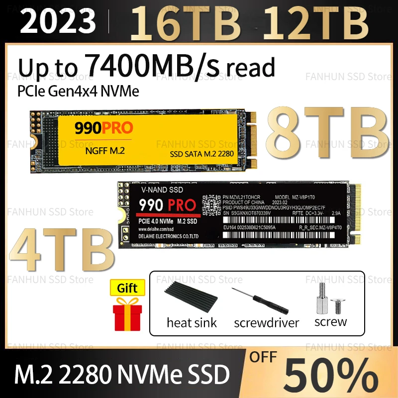 

990PRO 8TB SSD NVMe Gen4 PCIe M.2 2280 PCIe 4.0 X4 Drive Internal Solid State Disk for PS5 Desktop 2023