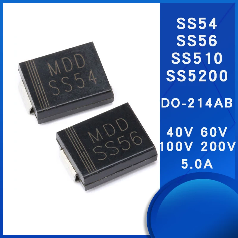 10 шт. SS54 SS56 SS510 SS5200 SMC(DO-214AB) 40 В/60 в/100 в/200 в 5.0A диодный выпрямитель Schottky
