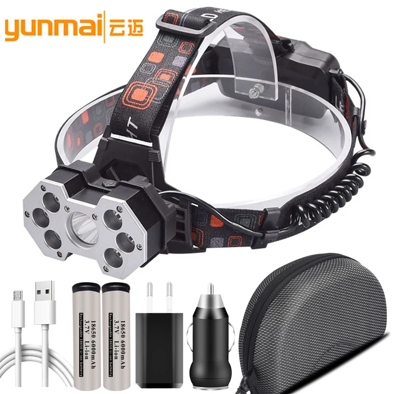 

XM-L T6 7 Leds Headlamp Lantern 18650 Rechargeable Headlight Head Flashlight Lamp XP-G Q5 Bulbs Camping Hiking Waterproof