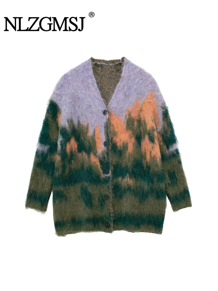 

Женский однобортный Кардиган с V-образным вырезом, с принтом