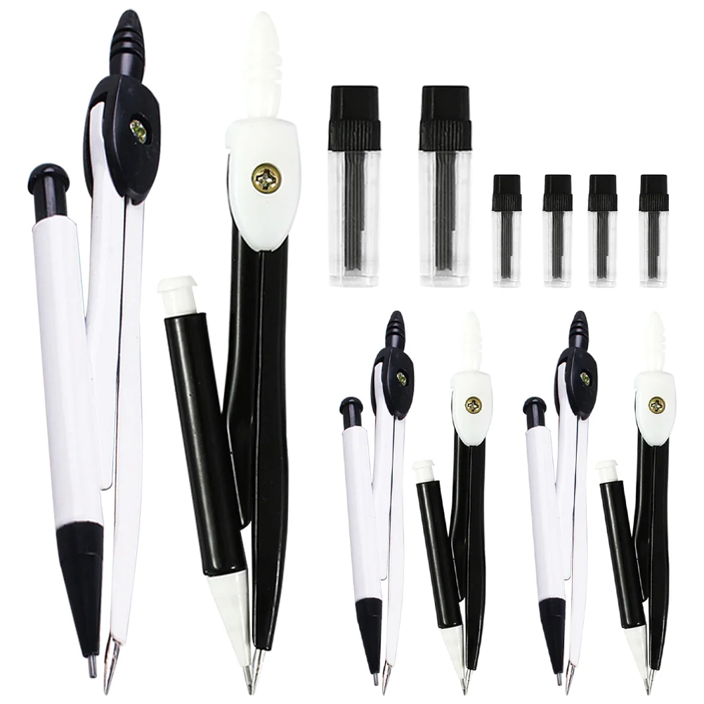 

6 Sets Geometry Compasses Portable Compass with Storage Case Circle Drawing Tools