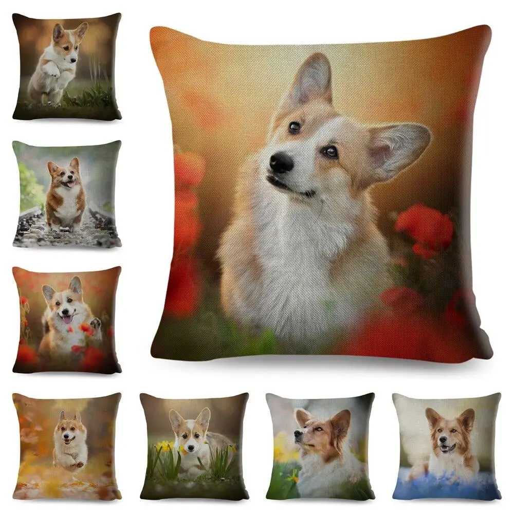 

Cute Welsh Corgi Pembroke Dog Printed Pillowcase Decoration Cute Pet Animal Cushion Cover Sofa Household Car Pillowcase