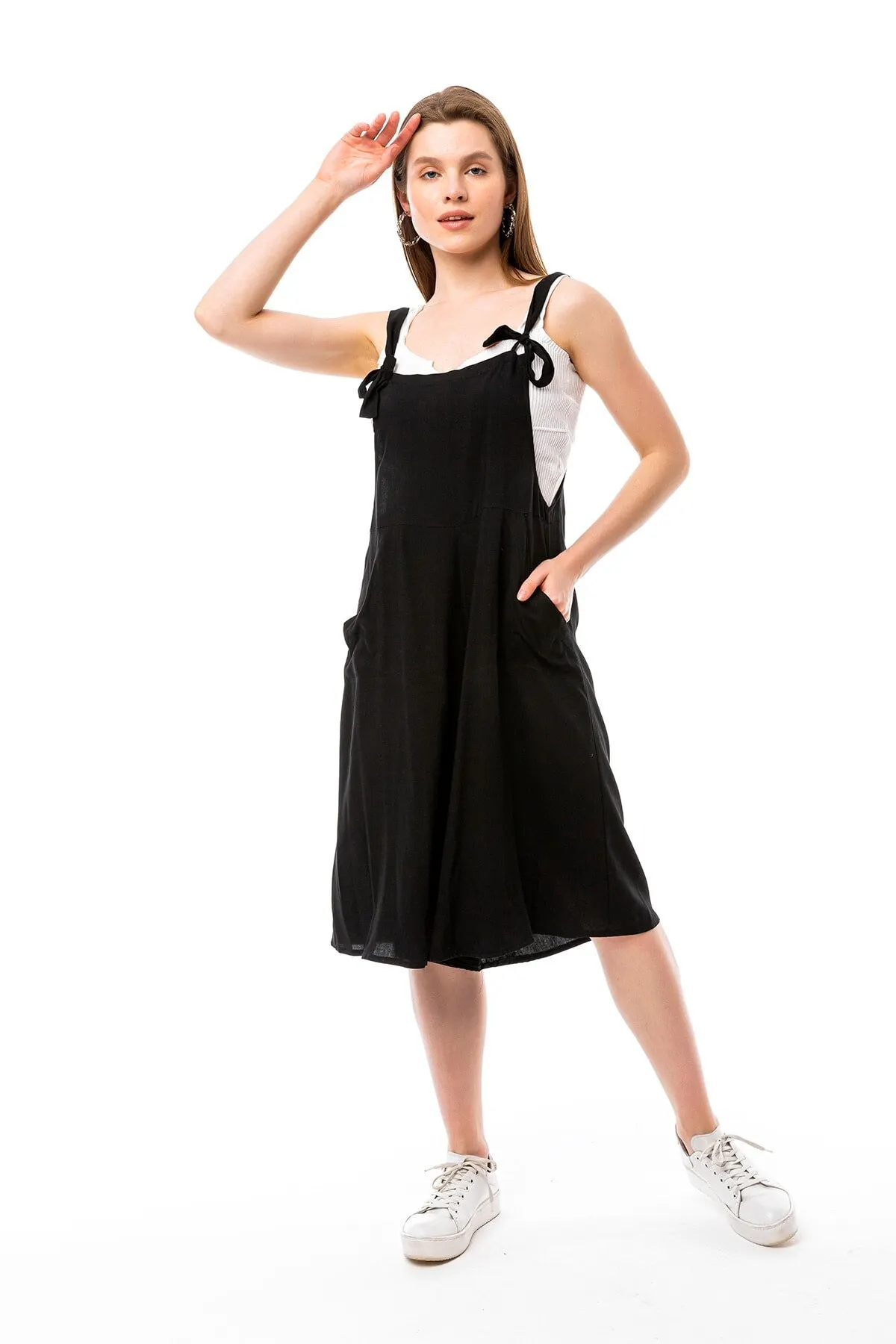 

Women's Overalls Black Casual Cut Slippers Hot Style Quality Fabric Sleeveless Baggy Trousers Casual Jumpsuit