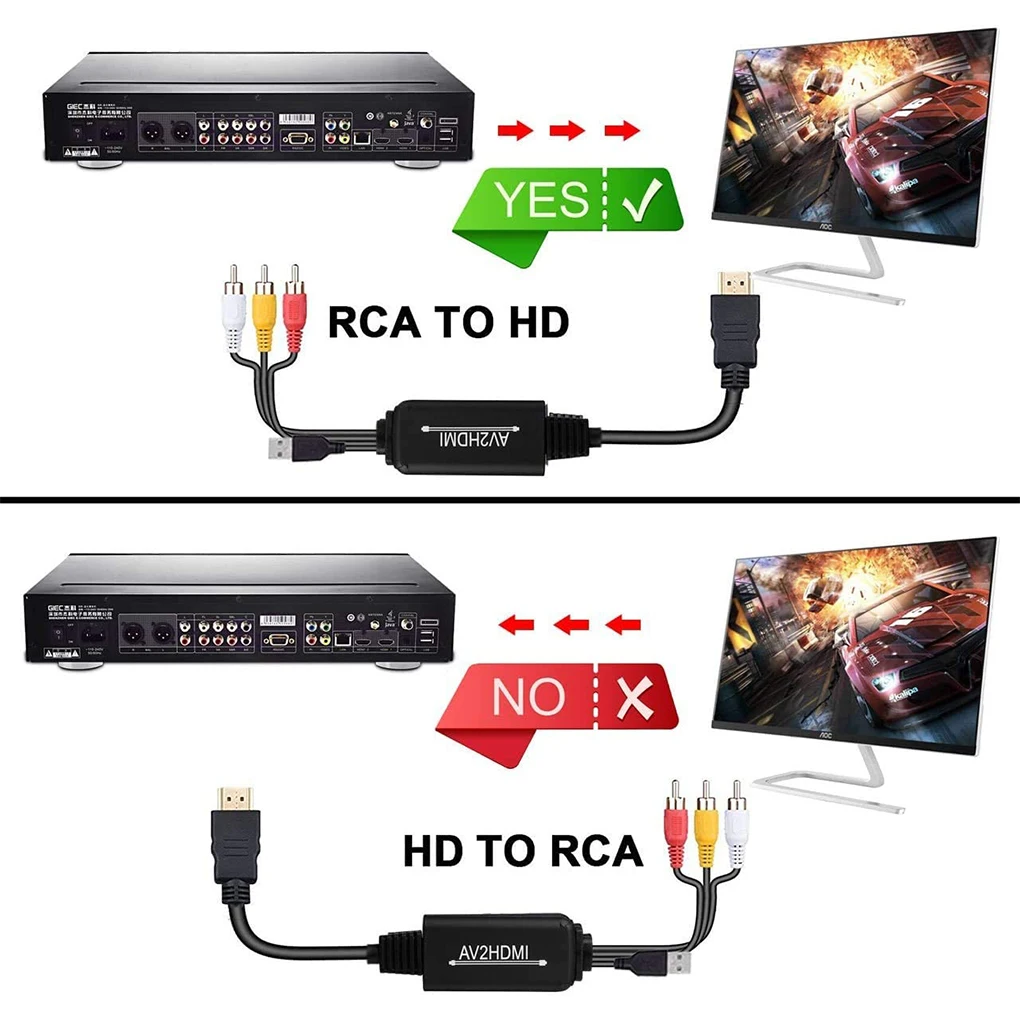 Usb Powered 1080p Low Delay Rca Converter Pal Ntsc Cable 2m