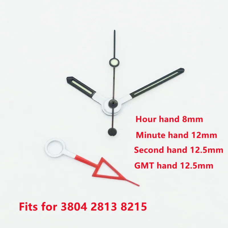 New Watch Parts Green Luminous Black Red Watch Hands Fit For 3804 2813 8215 Movement Hour Minute Second GMT Hand