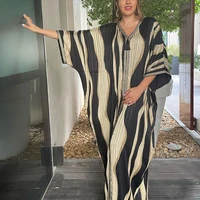 ramadan eid dubai abaya spring autumn striped bat sleeve muslim dress fashion arab robe tassel new womens wear plus size skirt