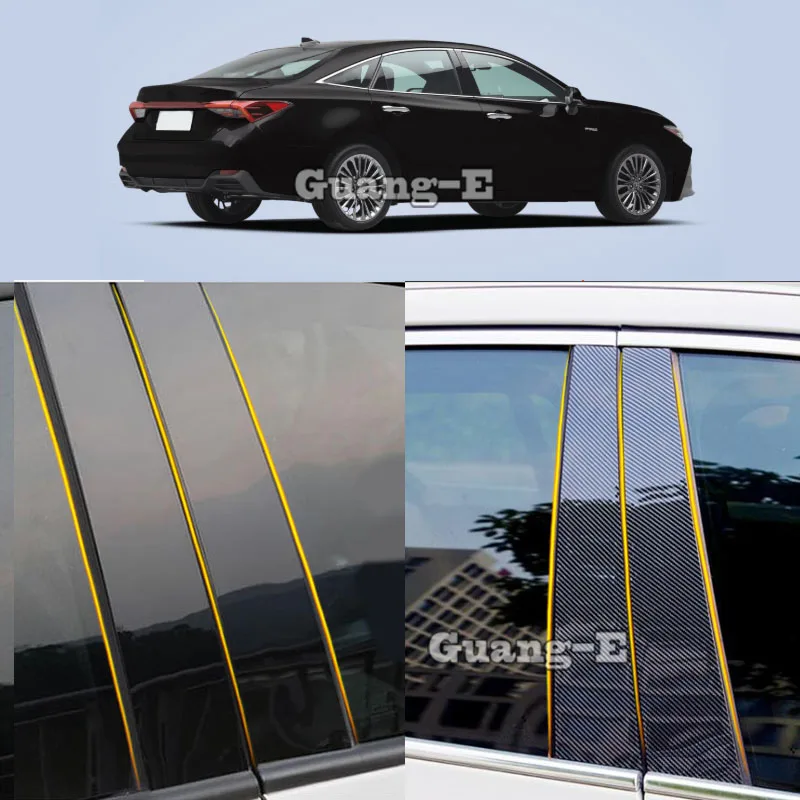 

Car PC Material Pillar Post Cover Door Trim Window Piano Black Molding Sticker Plate 6pcs For Toyota Avalon XX50 2019 2020-2024