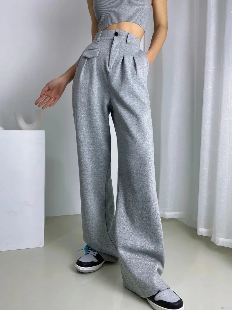

Women Spring 2021 Fashion Leisure Wide-leg Pants Korean High-waist Trousers Sports Trousers New Trousers Pullover Mujer Pantalon