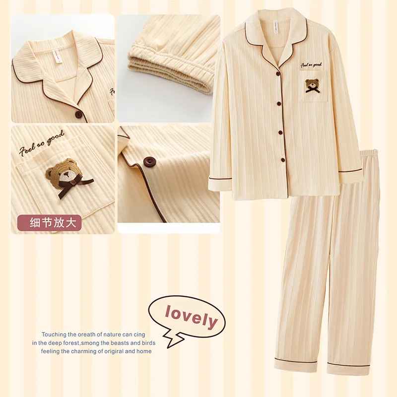 Couple's pajamas Women's Spring Autumn Cotton Long Sleeved Trousers Wear Casual Clothes Outside Men's Winter Homewear Sleepwear