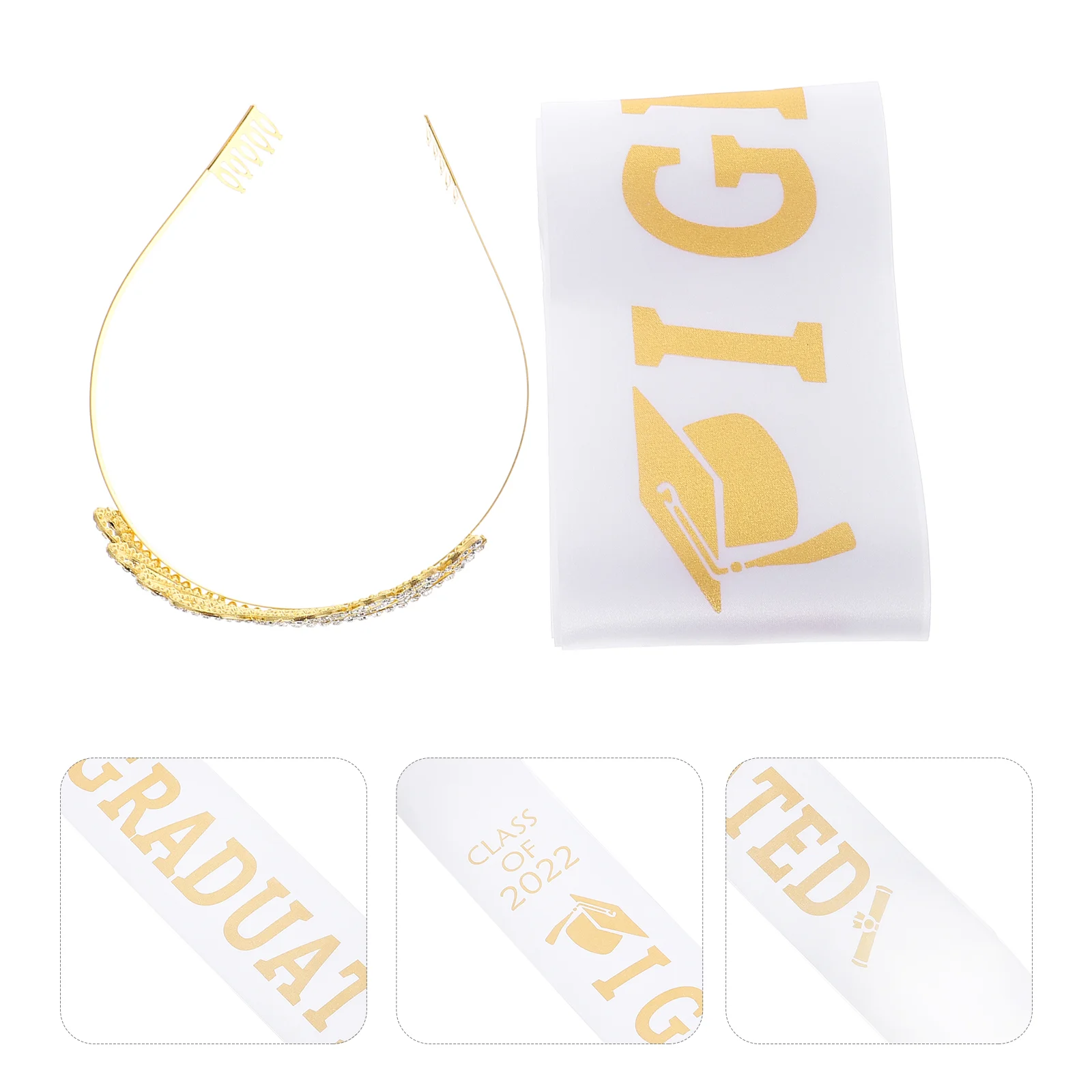 

Атласная тиара с поясом для выпускного вечера, принадлежности для градиентов, декор для торжества, поздравления, подарки, украшения, набор г...