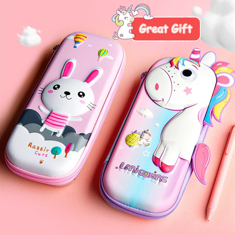 Чехол для карандашей с 3D рисунком Милый Розовый Единорог искусственный чехол