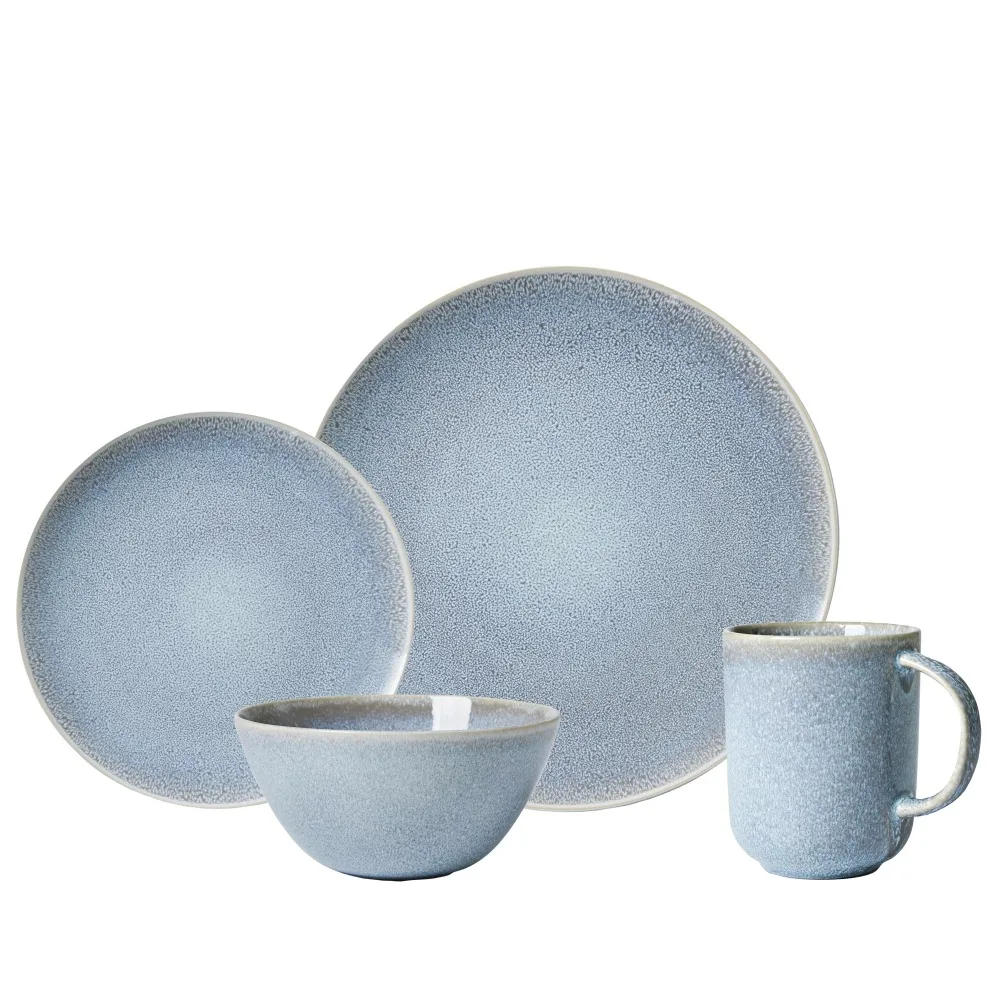 

Better Homes & Gardens- Linette Blue Round Stoneware 16-Piece Dinnerware Set