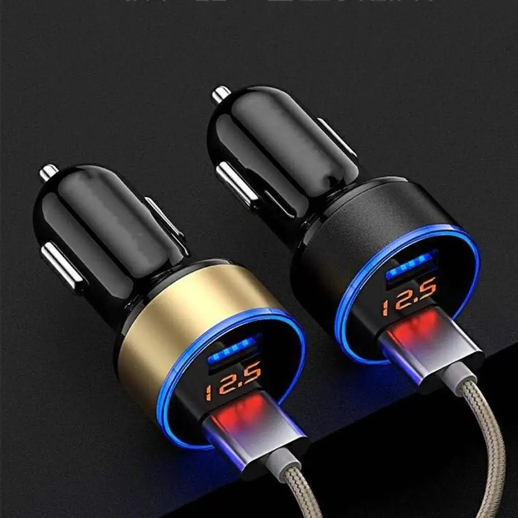 

Автомобильное зарядное устройство с двумя USB-портами QC 3,0, адаптер для прикуривателя, светодиодный вольтметр для всех типов телефона, умное ...