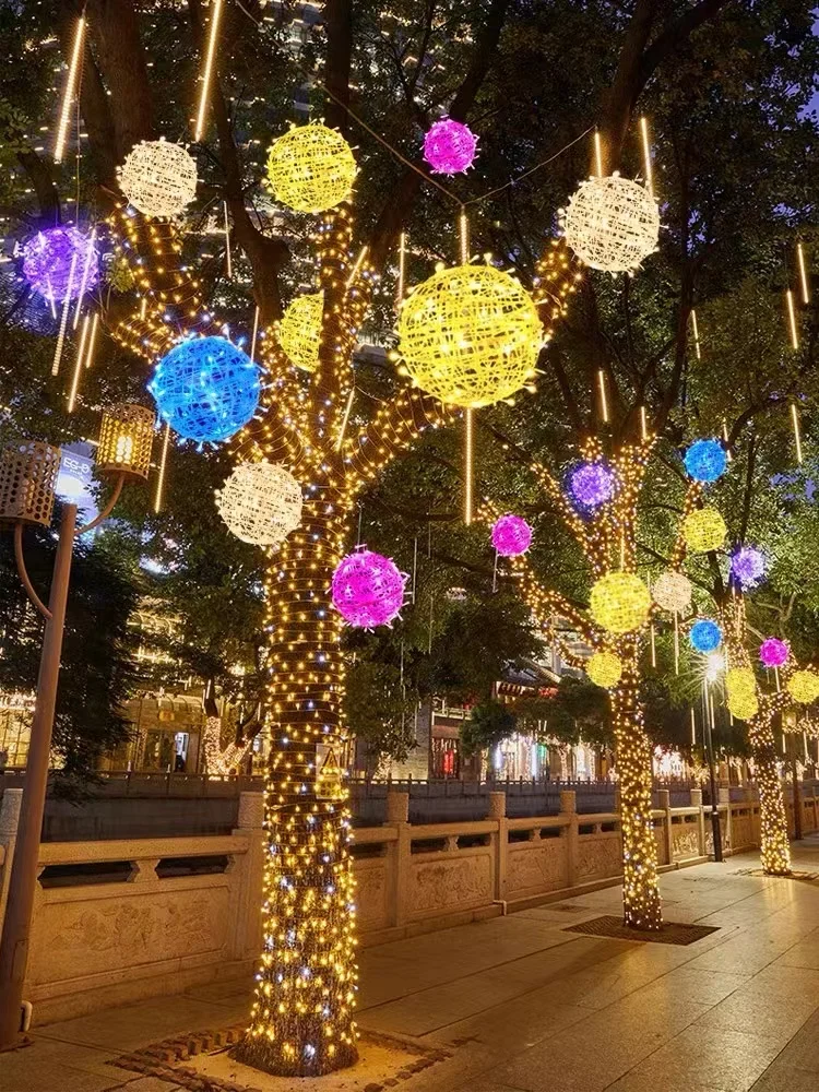 

Outdoor Rattan Ball Lights Hanging Tree Lights Outdoor Waterproof Tree Lights LED Lights Landscape Garden Decorative Lights.