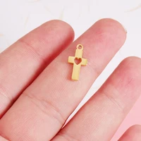 stainless steel cutting hollow heart cross pendant charms for diy making necklaces keychains cross hollow heart pendant
