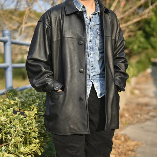 

Sheepskin Leather 100% Jacket Men 2023 Jackets for Men Spring Autumn Jackets Man Black Casual Loose Men's Coat Veste Homme Xhl
