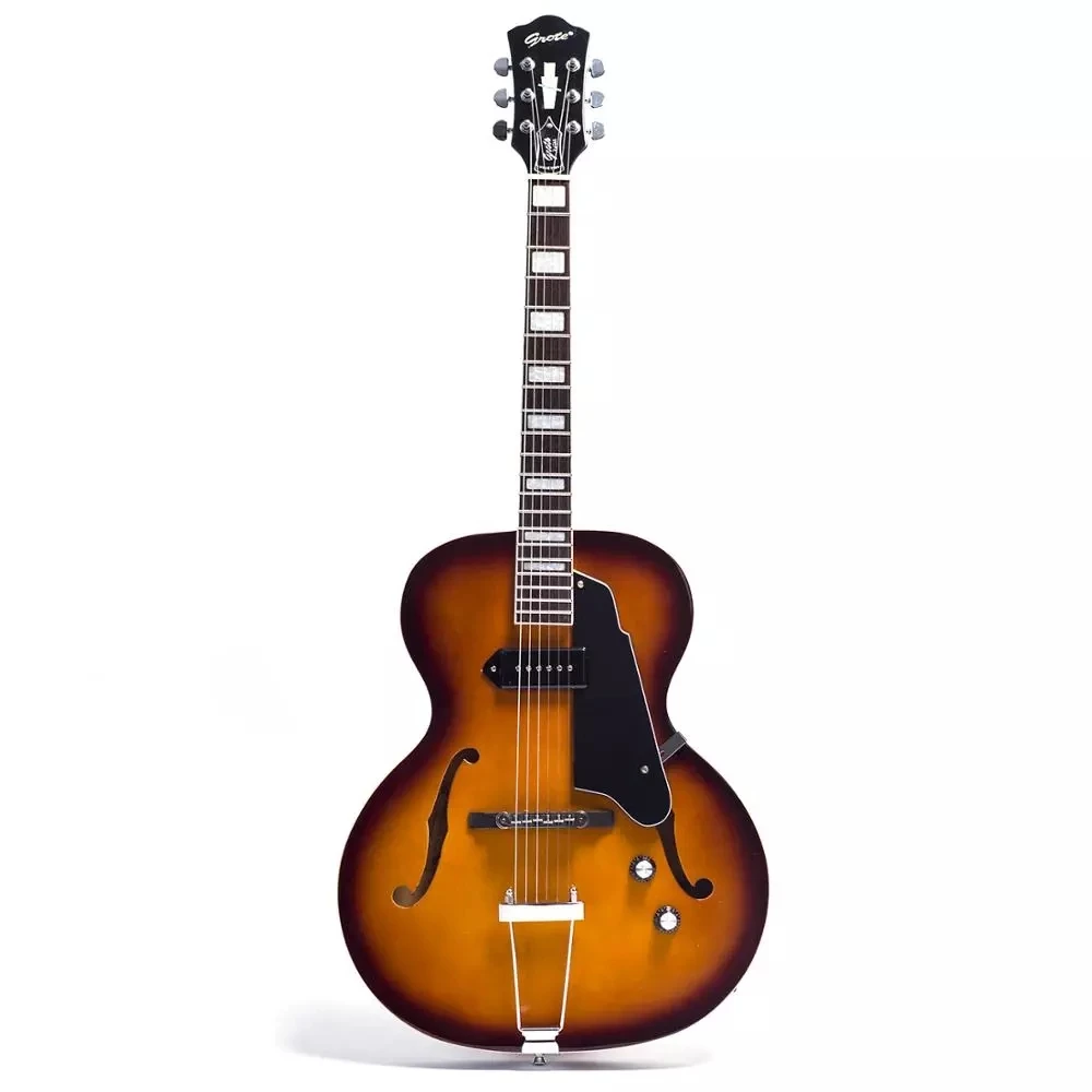 

Grote Sunset Color F Holes Jazz Electric Guitar Good Quality Maple wood Guitars In Stock