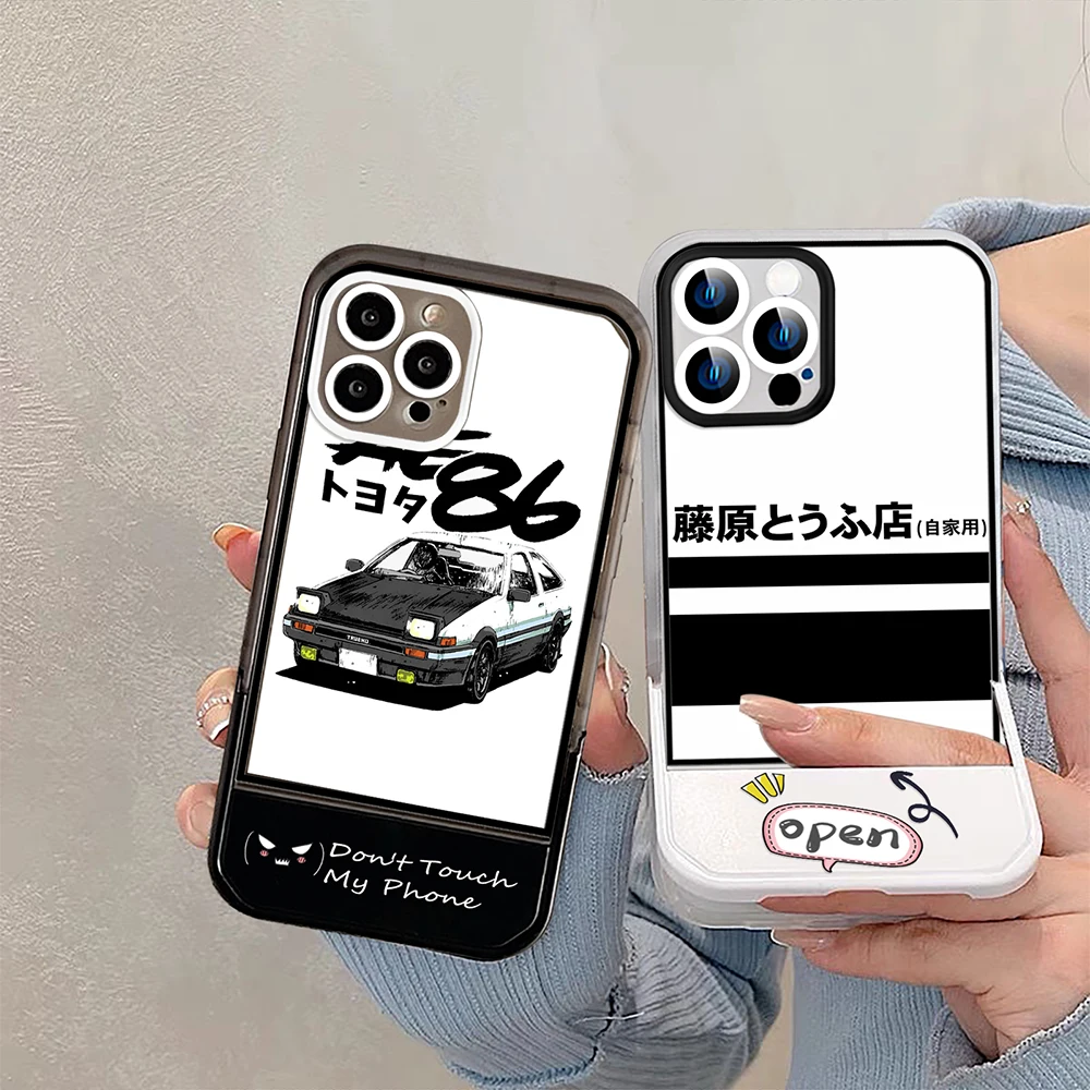 

Initial D Anime Stand Holder Case for iPhone 14ProMax 14Plus 13 12 11 Pro Max Luxury Soft Transparent Silicone Cover Capas