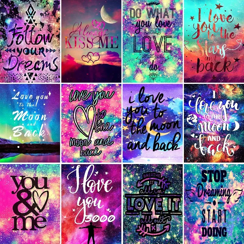 

5D DIY Diamond Painting Colorful Inspirational Words Letter Full Drill Diamond Embroidery Cross Stitch Mosaic Home Decor Gift