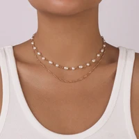 vintage simple imitation pearl chain necklace for women wedding bridal punk cool wind geometric choker neck jewelry accessories