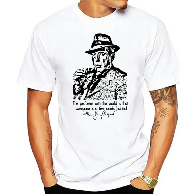 2022 New Summer Men 100% Cotton Cool Humphrey Bogart - Black Ringer Cottonslim Fit T Shirts