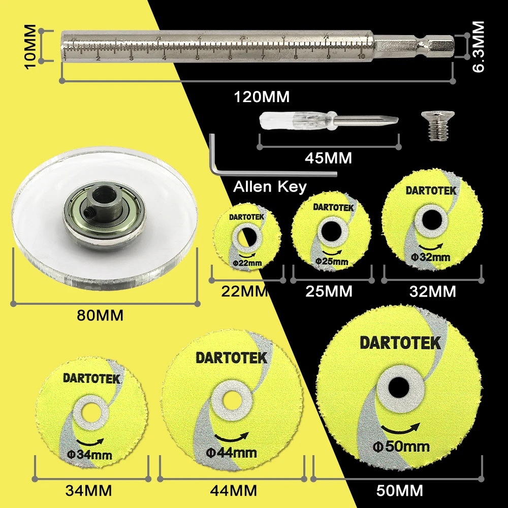 

DARTOTEK 6Pcs Carbide Mini Circular Saw Blade Set Cutter Tool Set With Scale Inside Pipe Cutter Plumbing Tools for Plastic Wood