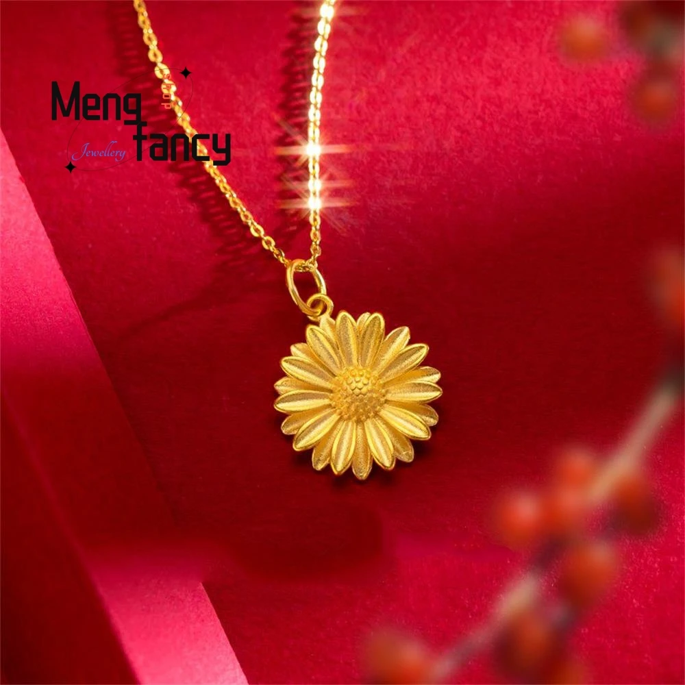 

Vietnam Placer Gold Sunflower Pendant Charms Fashion Amulet Fine Jewelry Mascots Women Couple Luxury Clavicle Chain Holiday Gift