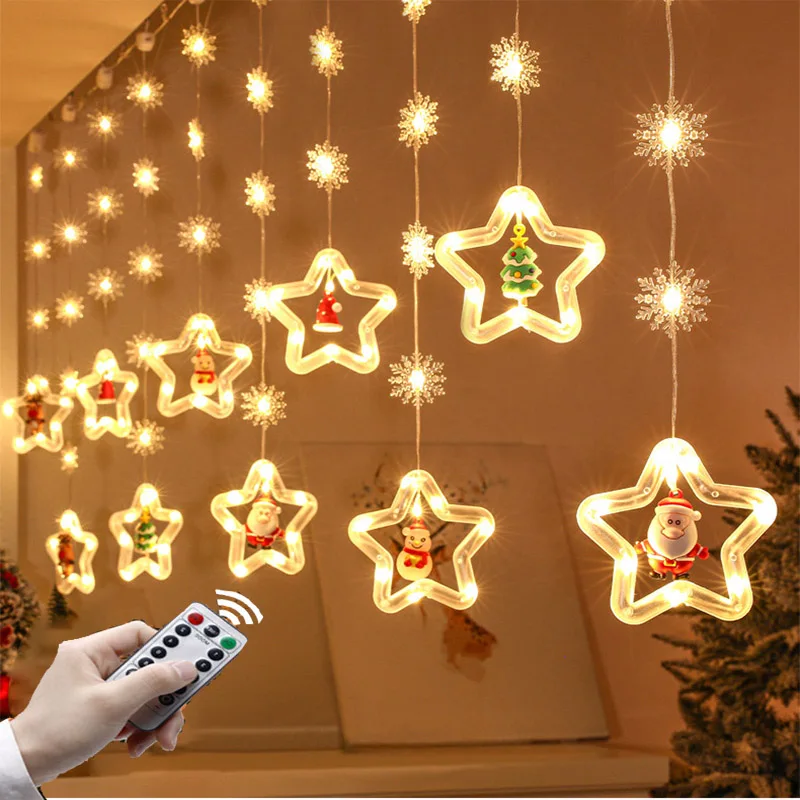 

New Christmas Lighting LED Icicle Fairy Curtain Light 3M Santa USB House decor New Year Halloween Garden Terrace Decoration