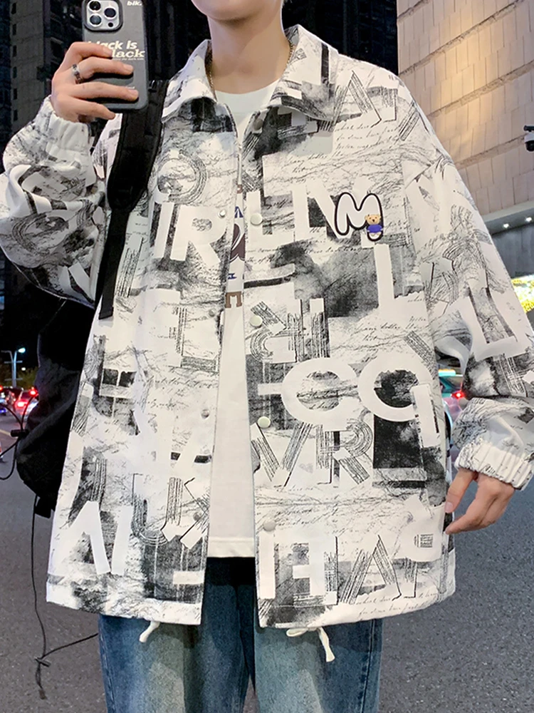 Outerwear Men's Spring and Autumn 2024 New Shirt Casual Jacket Fashion Brand Pu Shuai Print Winter clothes Top Clothes