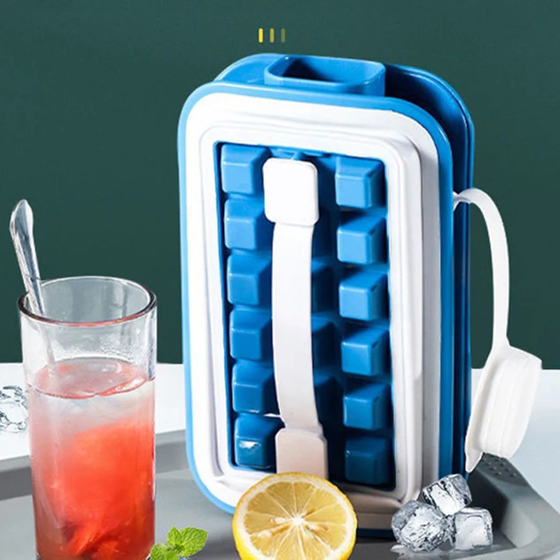 

36 Grids Ice Cube Tray DIY Silicone Ice Cube Maker Mold Mould Portable Kettle with Storage Container Kitchen Outdoor Accessories