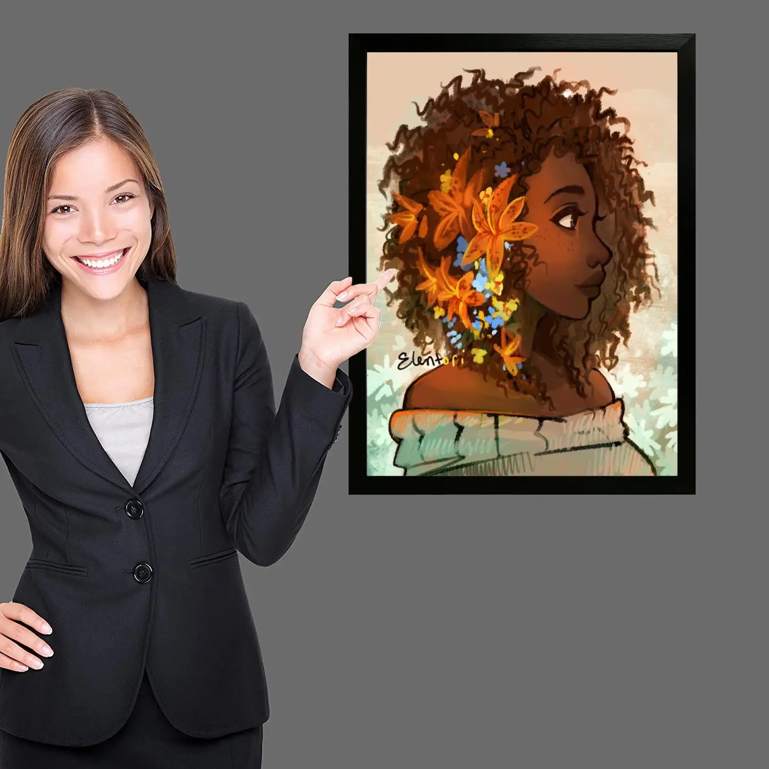 Черная девушка Холст Художественный постер Настенная живопись Печать