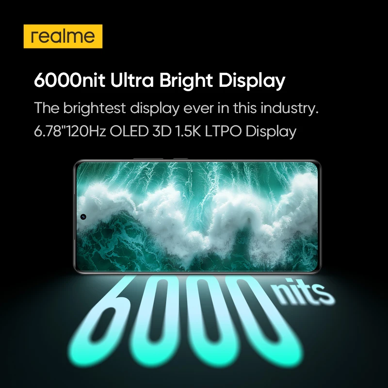 Смартфон realme GT 6T 5G OLED-дисплей диагональю 6 78 дюйма с частотой 120 Гц и разрешением 6000