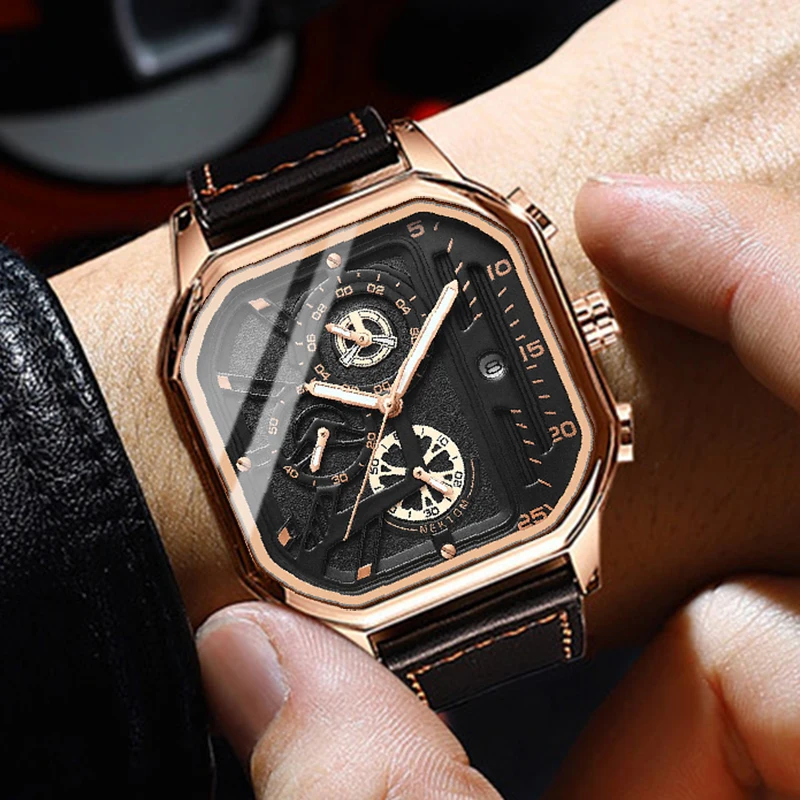 

Men Wrist Watche for 2022 Casual Fashion Sports Leather Strap Chronograph Clock Luxury Business Wristwatch Waterproof Date Watch