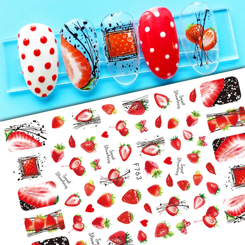 

New DIY Simulation Bright Fruit Nail Stickers Clover Nail Accessories Nail Slider Self-Adhesive Nail Decorative Decals
