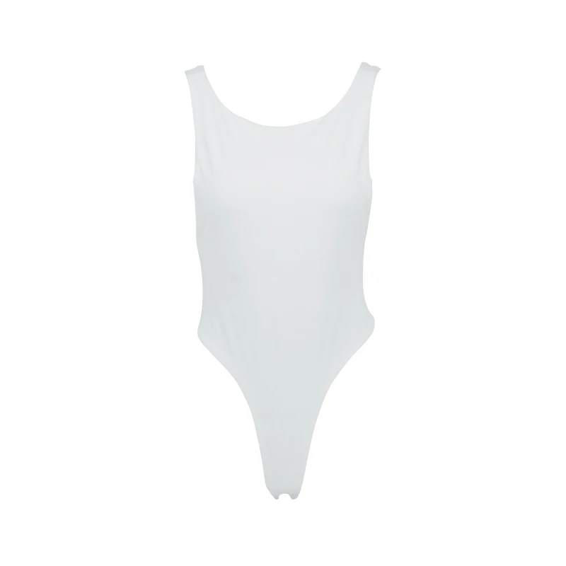 Новая Летняя Модная Уличная Одежда Женские Однотонные Облегающие Белые Боди Без