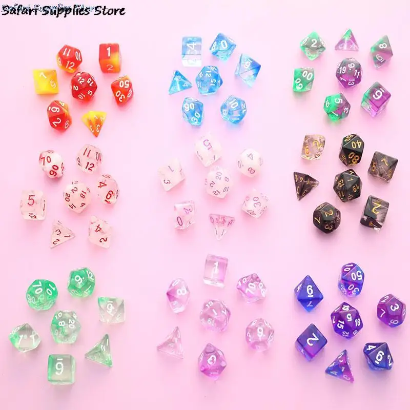 

Star Shine Glitter Sparkles Polyhedral Dice Set D4 D6 D8 D10 D% D12 D20 for TRPG DND Game
