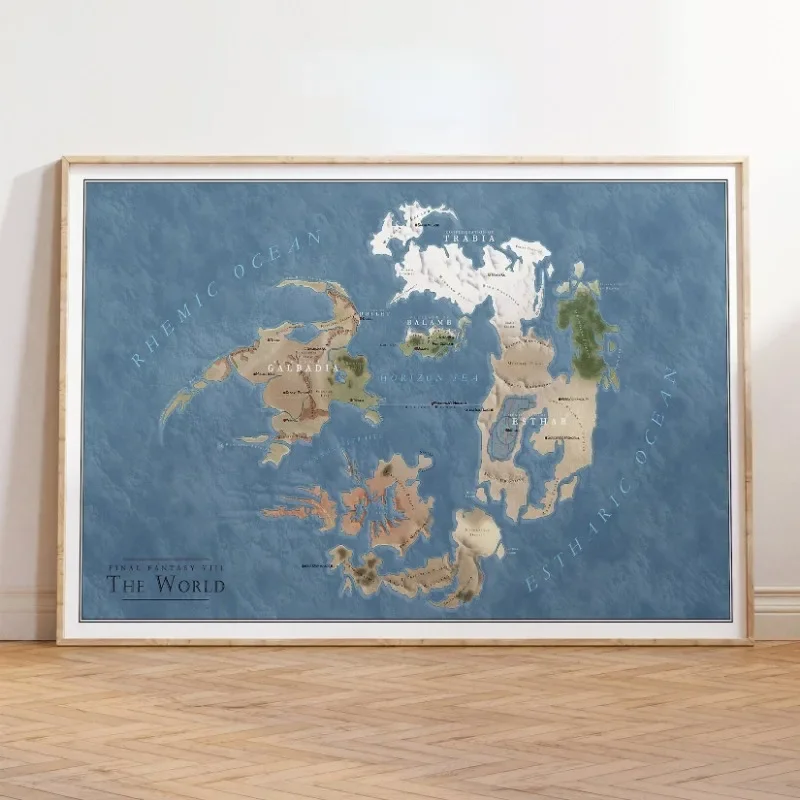 Final Fantasy VII Heavensward Map Online Redesign - Настенное Искусство С Принтом На Холсте