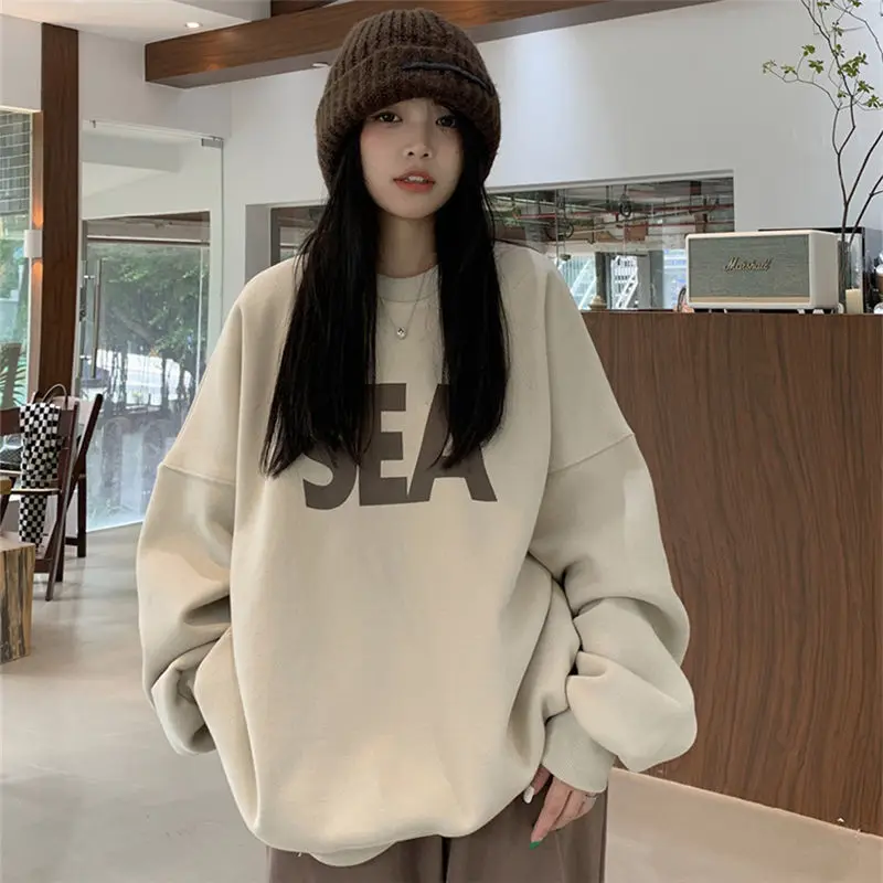 

Velvet Thicken Sweatshirts Autumn Winter Student Coat Korea Style Pullover Hoodies Sweatshirt