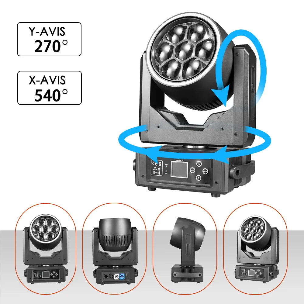 Фото Светодиодный прожектор YUER MINI 7X40W 4-в-1 RGBW с эффектом движущейся головы, световой эффект для сцены, мигающий луч, эффект окраски для диджеев, дискотек, вечеринок, баров, свадеб, клубов №2