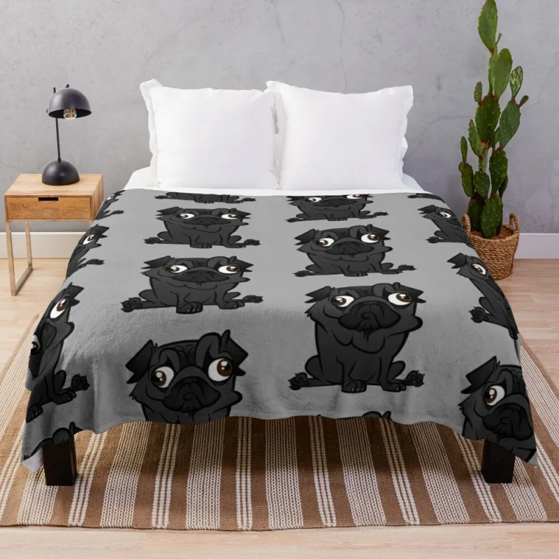 

Black Pug Throw Blanket Sleeping Bag Blanket Fur Blanket