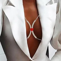 ultra shiny red water drop chest support rhinestone lingerie rave top harness women bra chain bodies jewelry accessories gifts