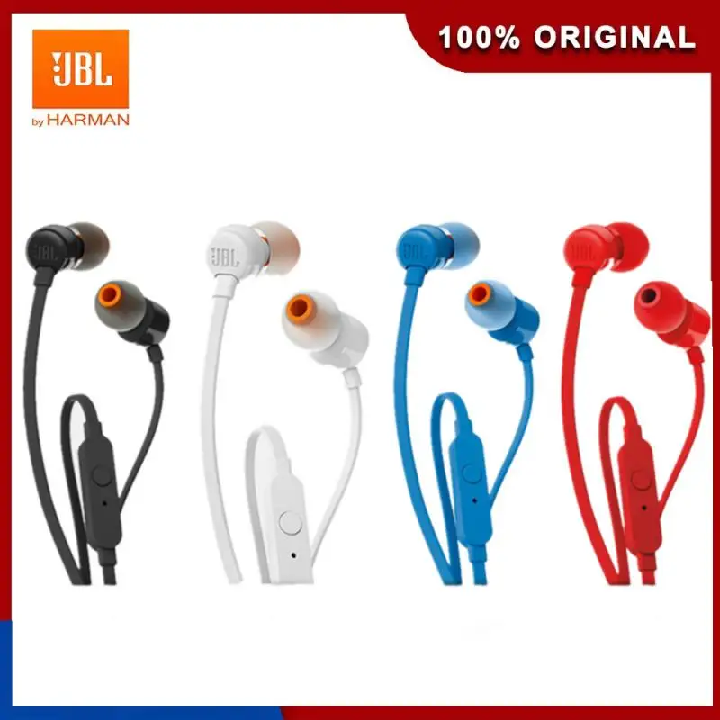 JBL T110 3.5mm Wired Earphones Stereo Music Deep Bass Earbuds TUNE110 Headset Sport Earphone In-line Control Handsfree With Mic