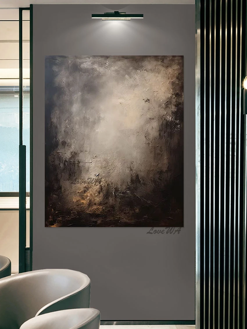 Темная простая абстрактная акриловая живопись современная толстая текстура