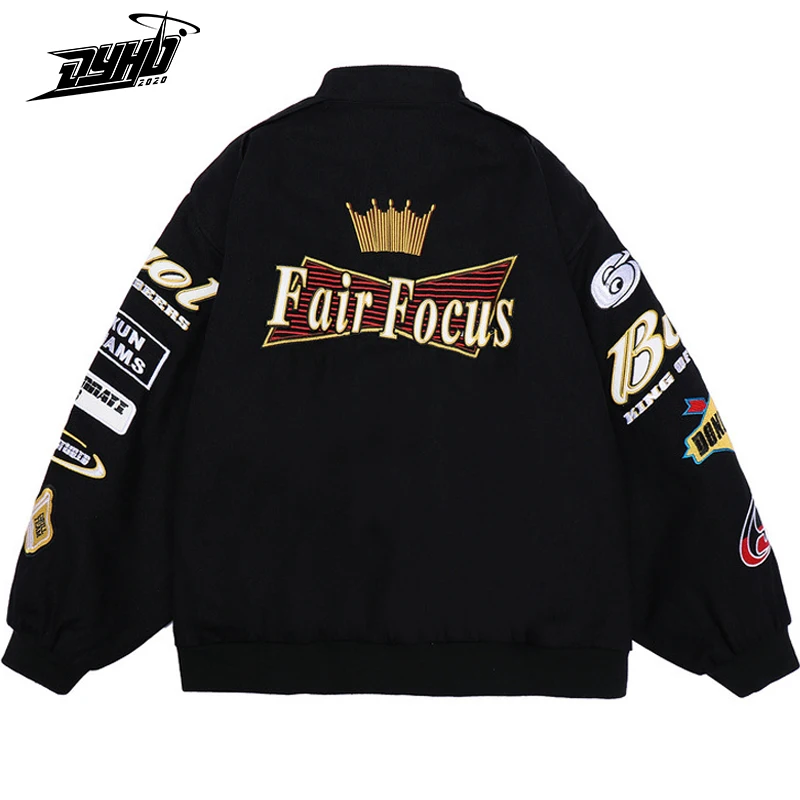 Модная гоночная куртка для мужчин куртки большого размера с надписью и вышивкой