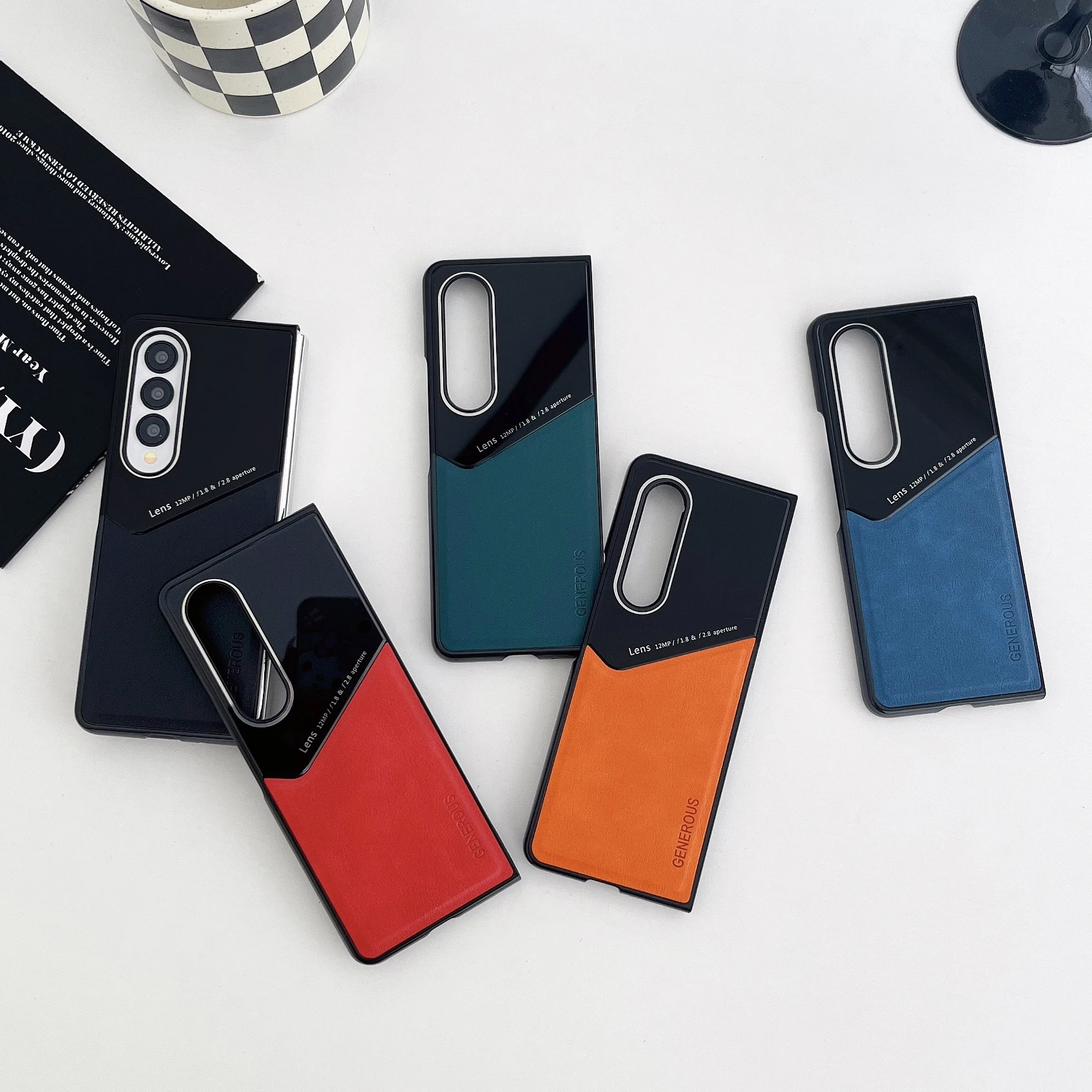 

Luxury Leather Case for Samsung Galaxy Z Fold4 Fold3 5G Car Magnetic Holder Plexiglass Phone Cover SamsungZFold4 SamsungZFold3