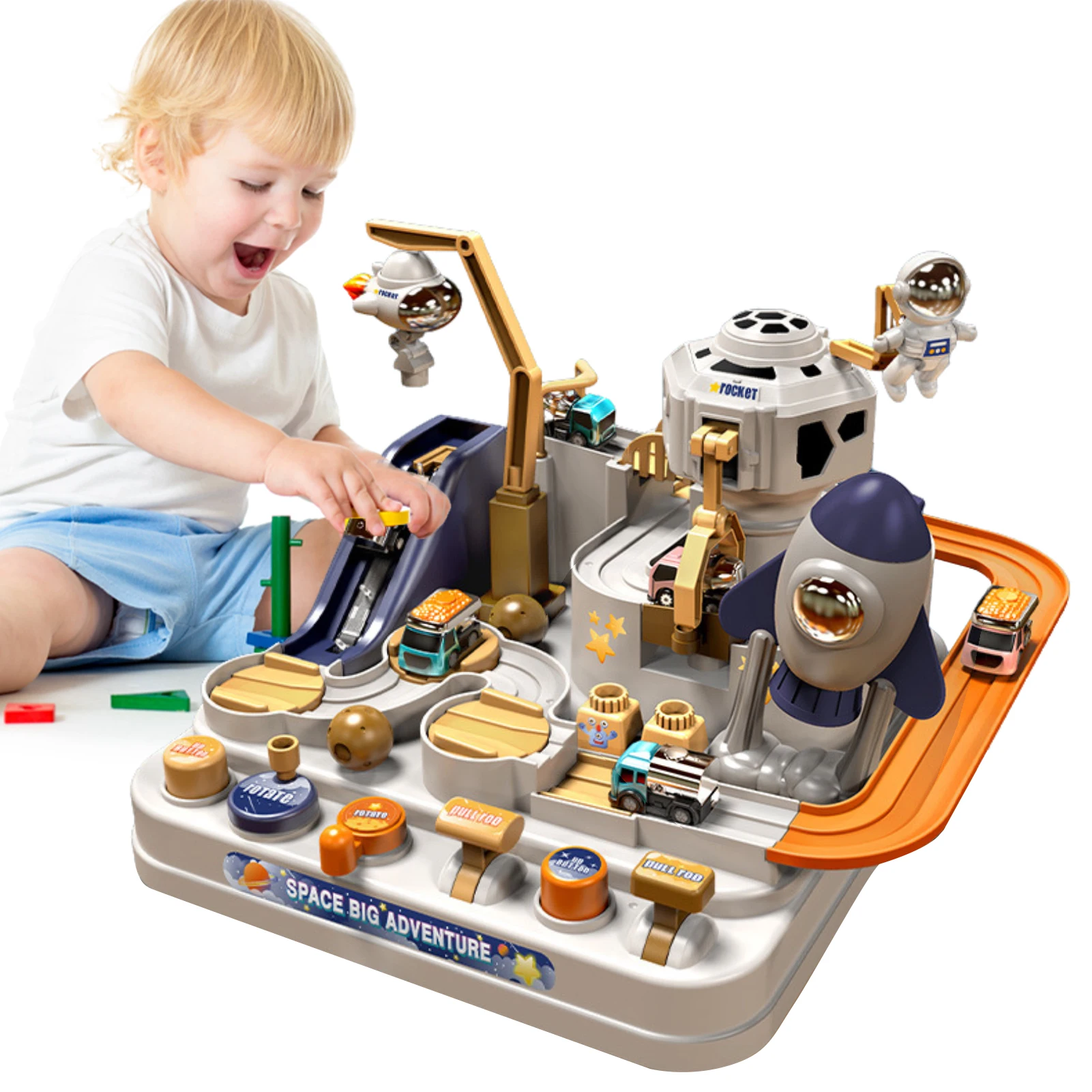

Puzzle Rail Car City Rescue Playsets Toys With 3 And 1 Astronaut Toddler Kids Playset With 3 Puzzle Rail Car Toy For 3 4 5 6