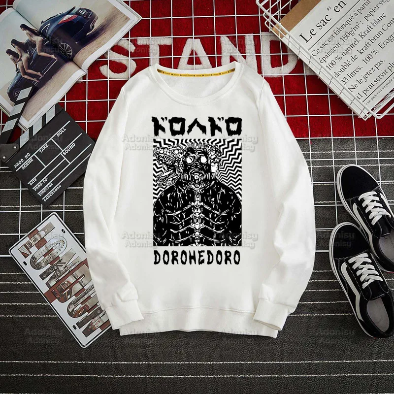 

Флисовые свитшоты Dorohedoro, уличная одежда в стиле Харадзюку, новинка, кофта Kaiman Nikaido с японским аниме, пуловер с круглым вырезом на осень и весн...