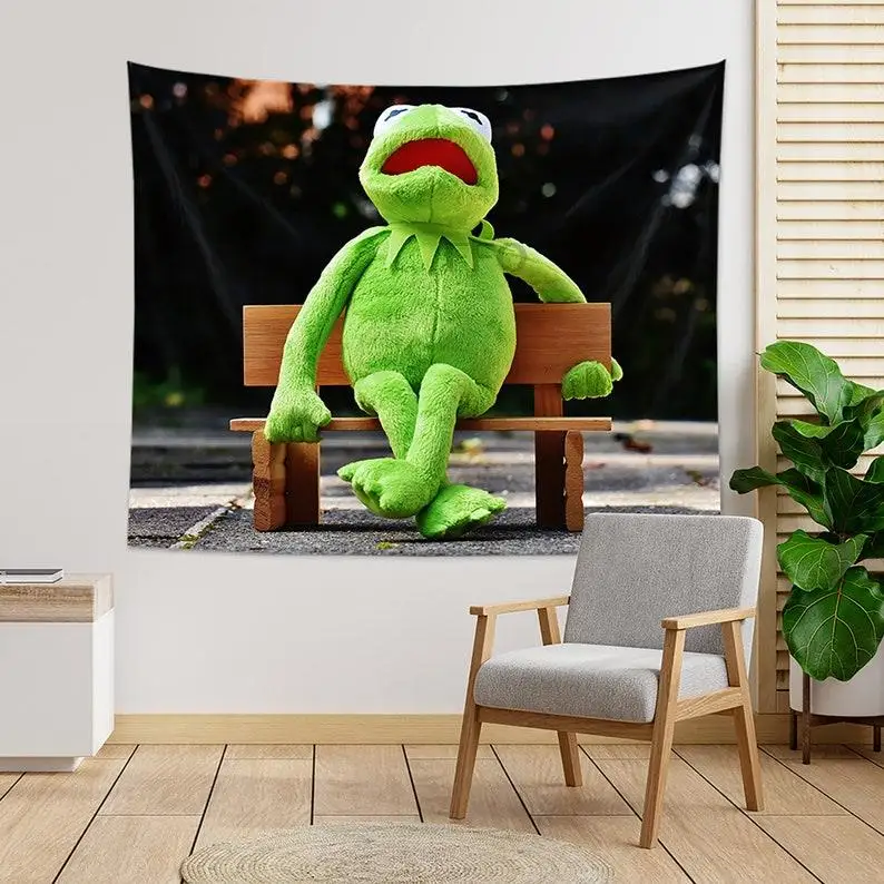 

FFO Funny Frog Wall Hanging Tapestry Kermit Frog Tapestry Decor Art Print Tapestries For Home Bedroom College Dorm Wall Decor